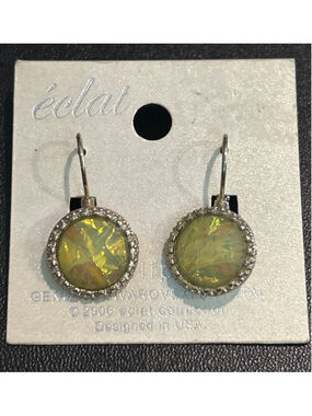 Women's eclat Yellow Silver Genuine Swarovski Crystal Drop Earrings One Size